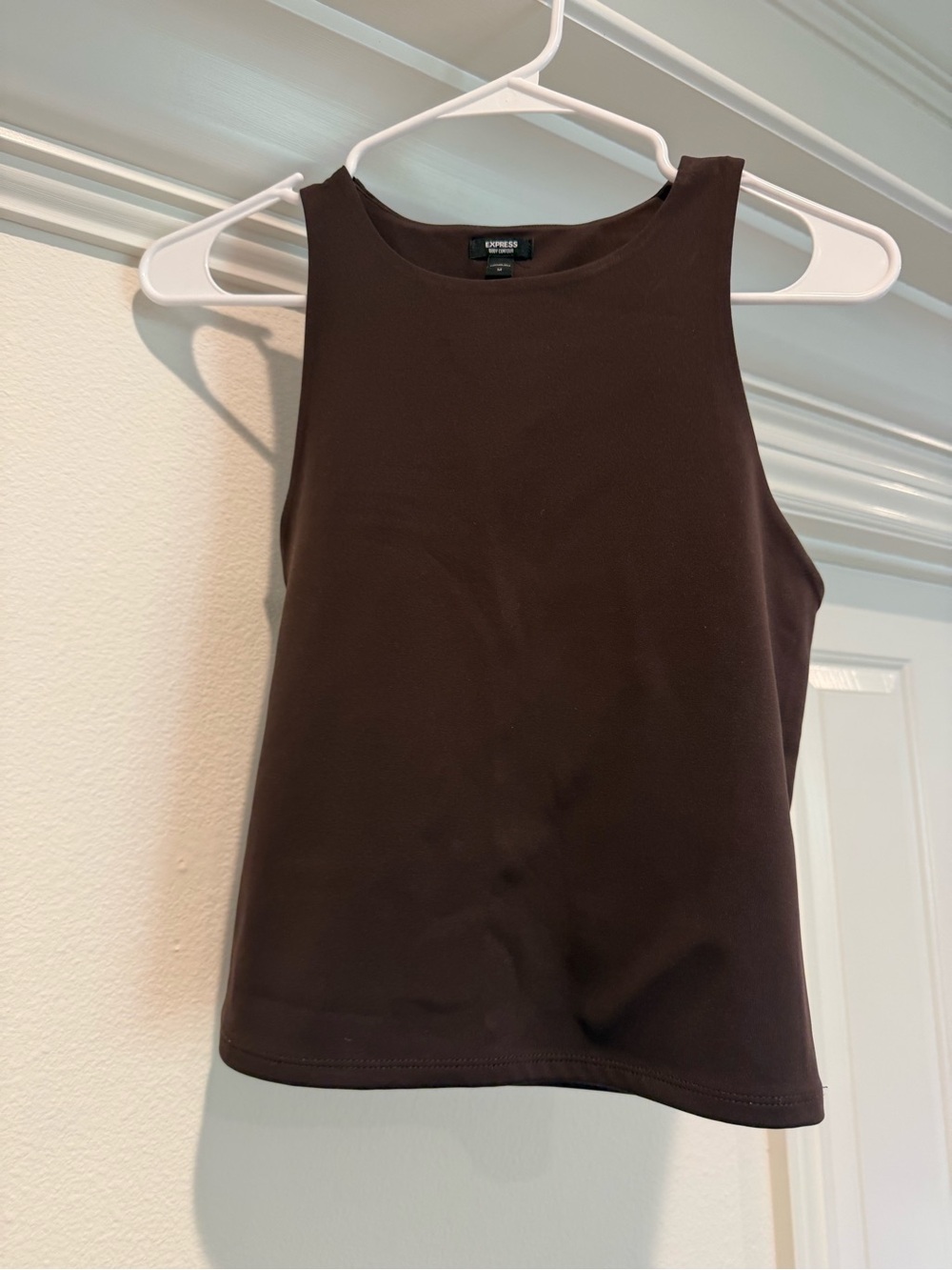 Express Brown Sleeveless Crew Neck Tank Top